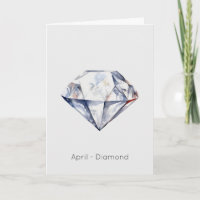 April Birthstone Diamond Happy Birday Card