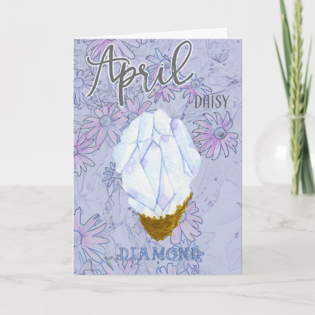 Tarjeta April Daisy y Diamond Birday (Anverso)