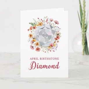 Tarjeta April Diamond Birday with Wildflowers