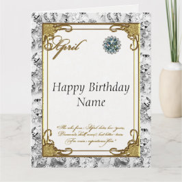Tarjeta April Diamond Birthstone Birthday 8.5x11 Card