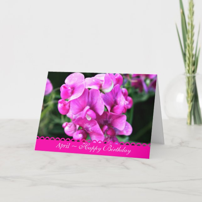 Tarjeta April Stunning Peas Dulce Rosa (Anverso)