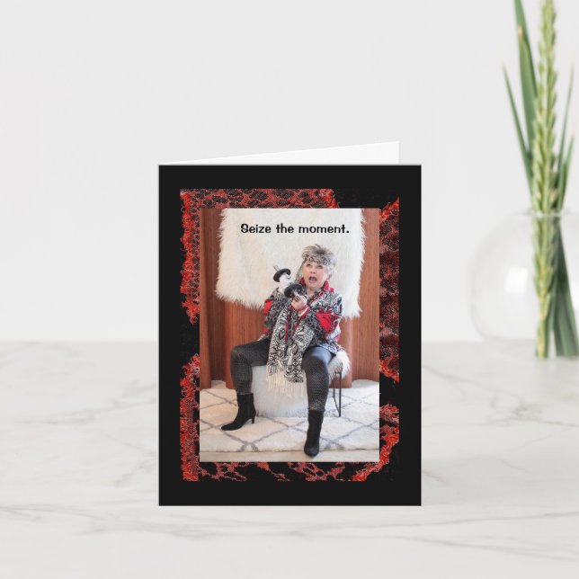 Tarjeta Aprovecha el momento y come postre en tu cumpleaño (Anverso)