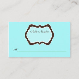 Tarjeta Aqua Blue, Brown and White Damask Place Ca