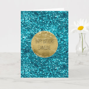 Tarjeta Aqua Gold Glitzy Purpurina (inspirado en la Sirena
