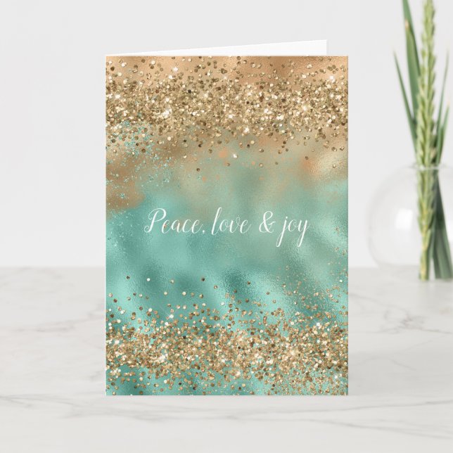 Tarjeta Aqua Gold Purpurina Confetti (Anverso)