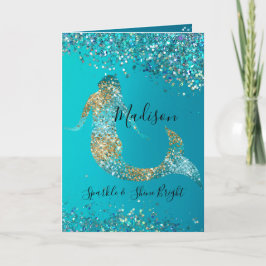 Tarjeta Aqua Gold Purpurina Sparkle Mermaid