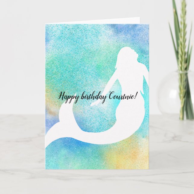 Tarjeta Aqua Gold Sparkle Mermaid (Anverso)