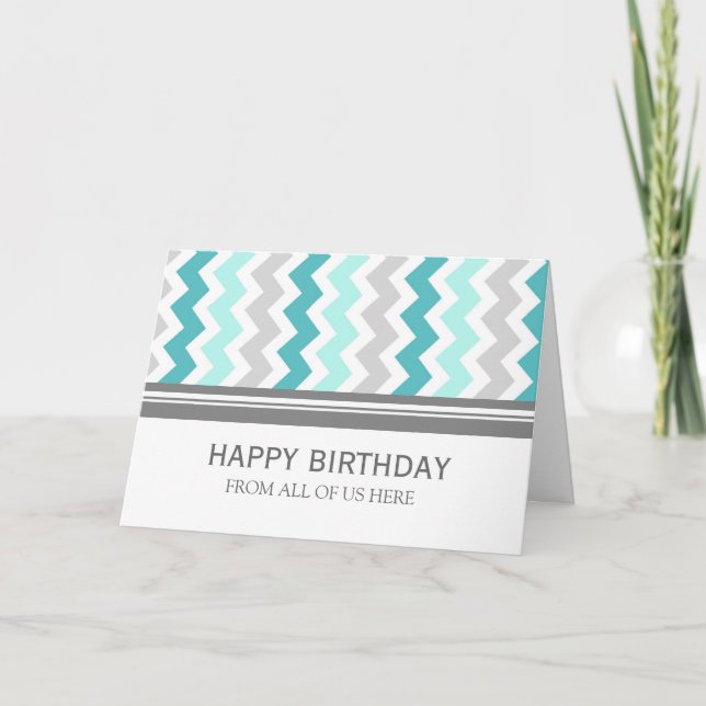 Tarjeta Aqua Gray Chevron Business from Group Birday (Anverso)