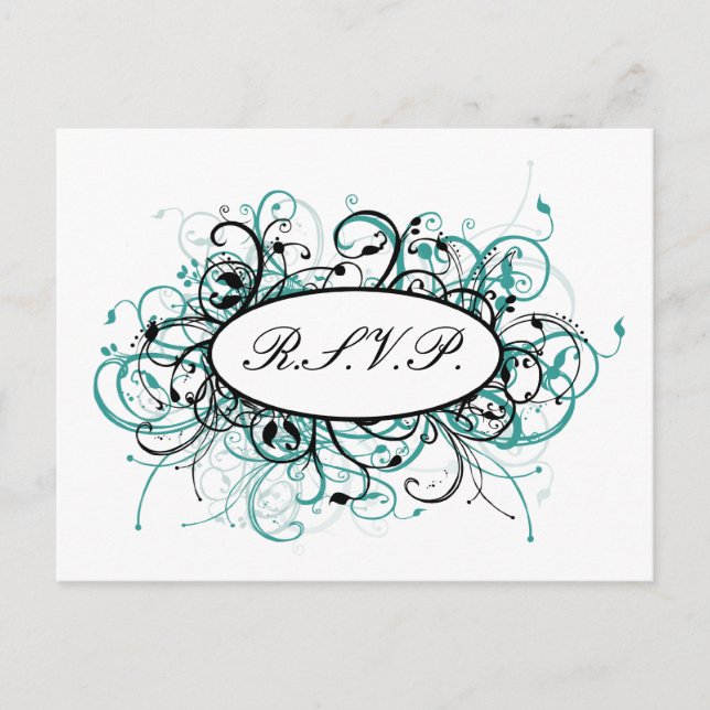 tarjeta aqua mod Wedding rsvp (Anverso)