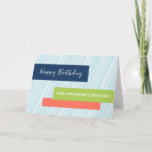 Tarjeta Aqua moderno Stripes Brother Birthday<br><div class="desc">Tarjeta de cumpleaños para hermano con diseño moderno de rayas azul turquesa y verso reflexivo.</div>