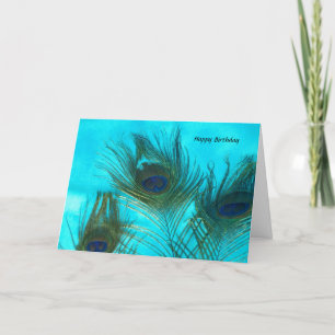 Tarjeta Aqua Peacock Feathers