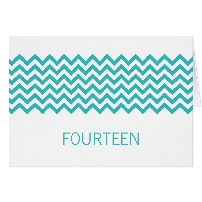 Tarjeta Aqua Simple Chevron Table Number (Anverso (Horizontal))