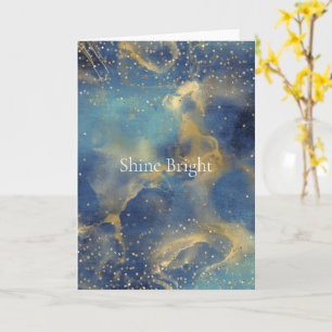 Tarjeta Aqua Sky Blue Gold Glitzy Confetti Sparkle