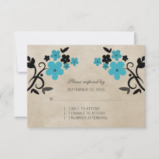 Tarjeta Aqua Sweet Vintage Floral RSVP