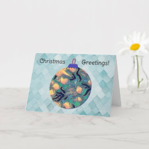 Tarjeta Aqua Vintage Style Blue Christmas Ornamcard Card