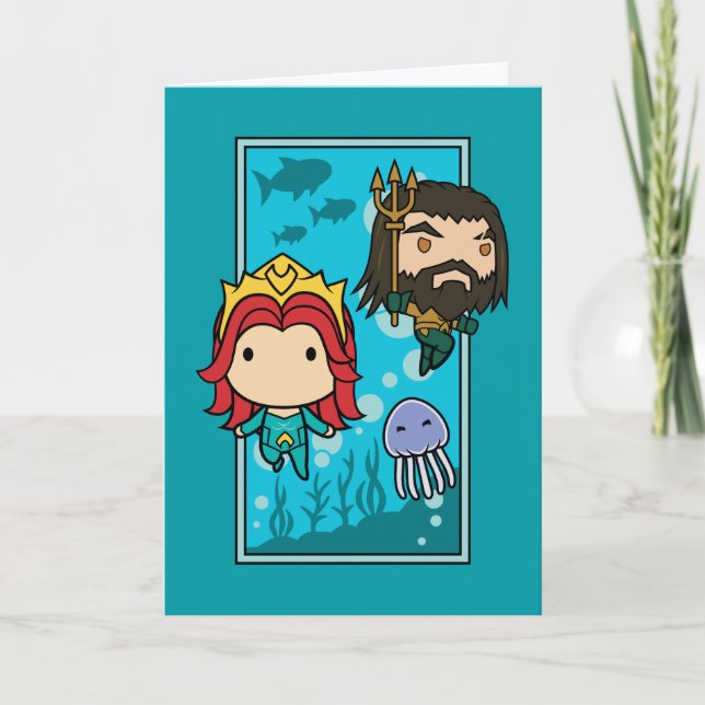 Tarjeta Aquaman | Chibi Mera & Aquaman Undersea Graphic (Anverso)