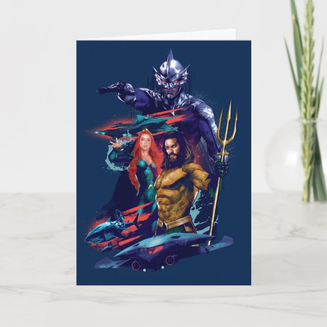 Tarjeta Aquaman | King Orm contra sus Mera y Aquaman (Anverso)