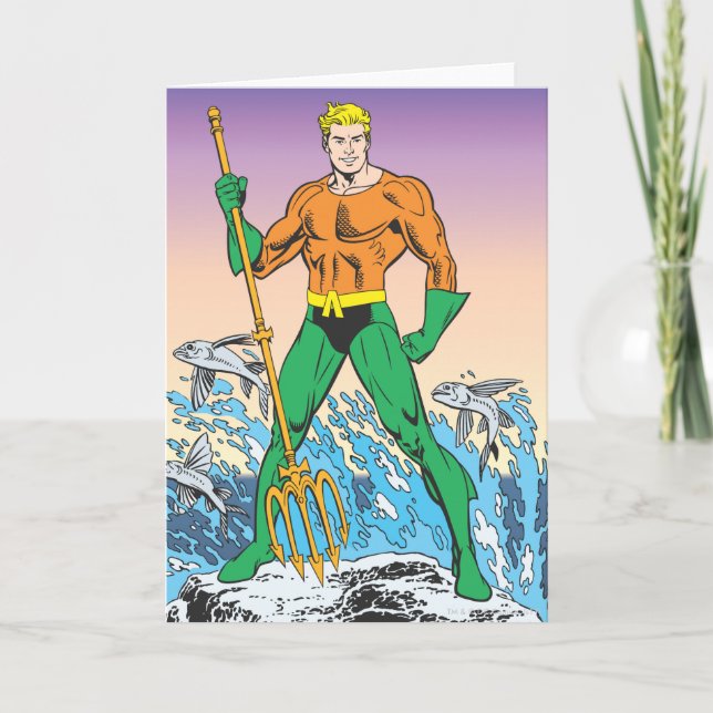 Tarjeta Aquaman Se Pone De Pie Con Spear (Anverso)