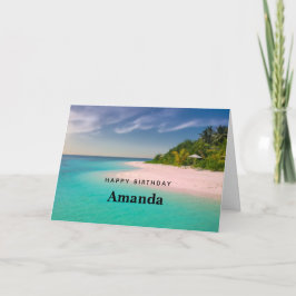 Tarjeta Aquamarine Ocean Tropical Beach Scenic Birthday