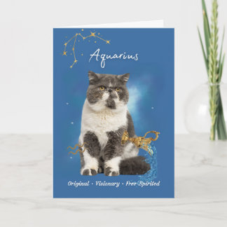 Tarjeta Aquarius Cat Birthday Card