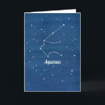 Tarjeta Aquarius Constellation Happy Birthday Friend<br><div class="desc">Una tarjeta de felicitación de feliz cumpleaños con la constelación de Aquarius en el cielo nocturno con un fondo de indigo acuarela. Tarjeta de diversión para regalar a un amigo de Aquarius. Pueden encontrar las otras constelaciones de signos de estrella en una variedad de artículos en mi tienda.</div>