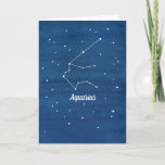 Tarjeta Aquarius Constellation Happy Birthday Friend<br><div class="desc">Una tarjeta de felicitación de feliz cumpleaños con la constelación de Aquarius en el cielo nocturno con un fondo de indigo acuarela. Tarjeta de diversión para regalar a un amigo de Aquarius. Pueden encontrar las otras constelaciones de signos de estrella en una variedad de artículos en mi tienda.</div>