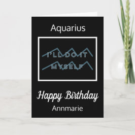 Tarjeta Aquarius Zodiac Cita Azul y Blanco Nacimiento Negr