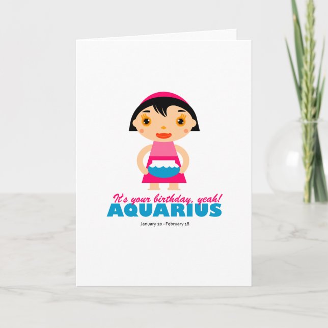 Tarjeta Aquarius Zodiac para los niños (Anverso)