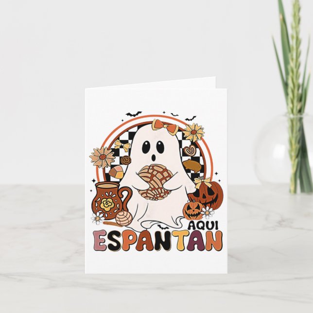 Tarjeta ¡Aquí Espantan! Dia De Muertos Salón Español Mexic (Anverso)