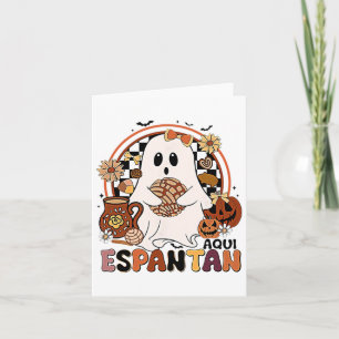 Tarjeta ¡Aquí Espantan! Dia De Muertos Salón Español Mexic