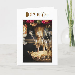 TARJETA AQUÍ ESTÁS PARA TI CHAMPAGNE TOAST-FELPY PARA TI