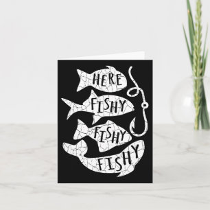 Tarjeta Aquí Fish Fisher Gracioso Regalo Para Los Amantes