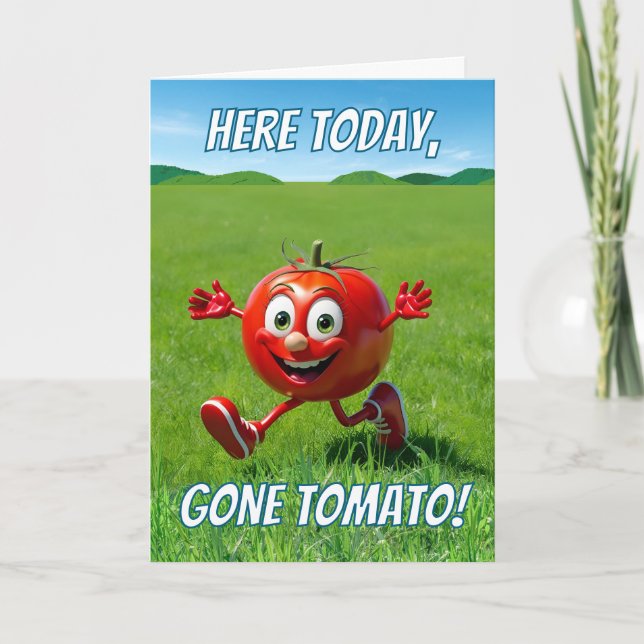 Tarjeta Aquí Hoy El Tomate Ketchup Pun Personalizado (Anverso)