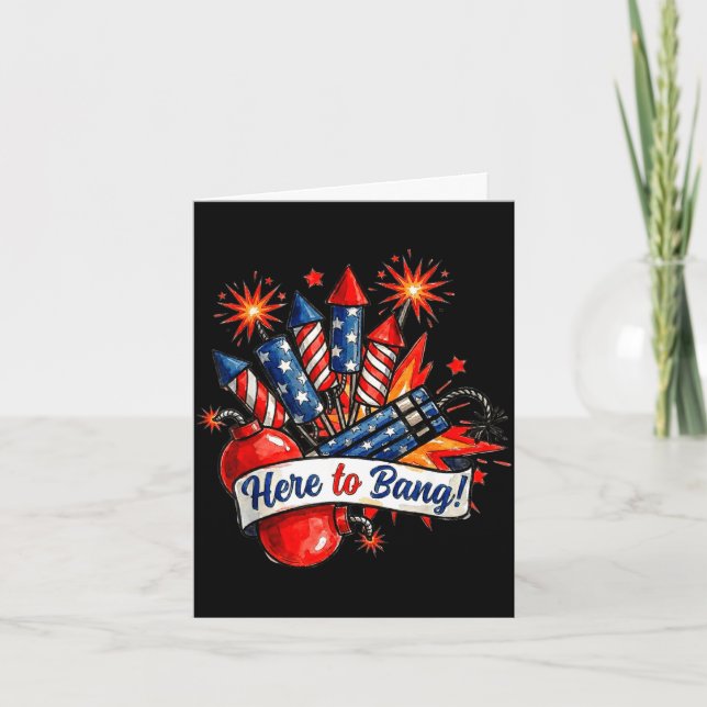 Tarjeta Aquí para explotar fuegos artificiales divertidos  (Anverso)