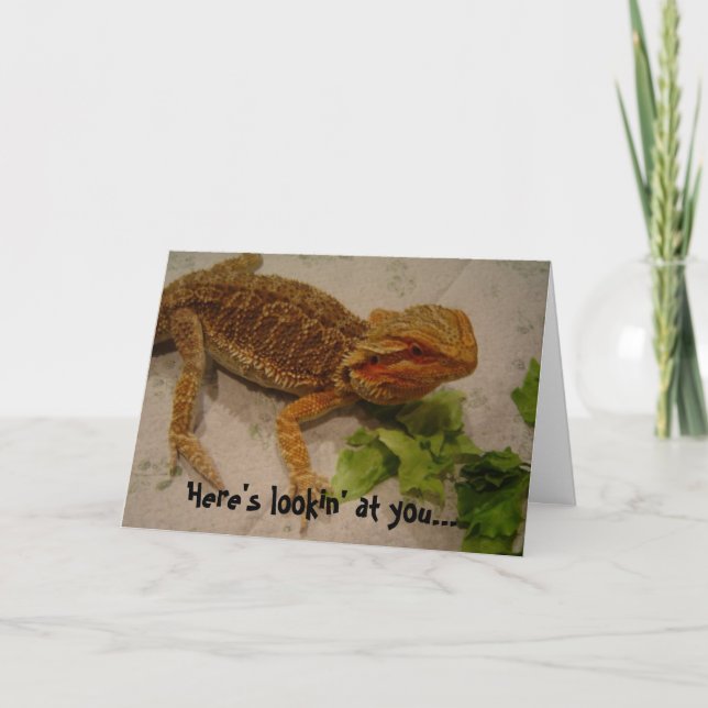 Tarjeta Aquí te dejo, Cumpleaños del Dragón Barbudo (Anverso)