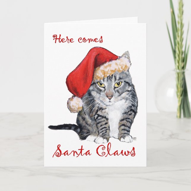 Tarjeta ¡Aquí viene Santa Claws! (Anverso)