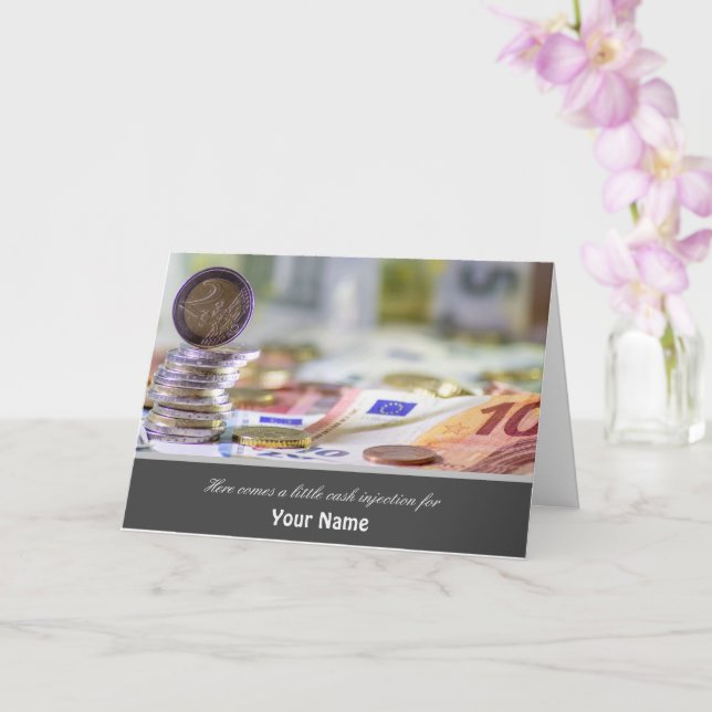 Tarjeta Aquí viene una pequeña inyección de dinero para us (Orquídea)