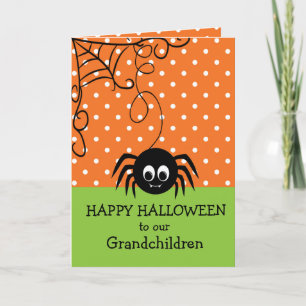 Tarjeta Araña Bonita Feliz Halloween Nietos