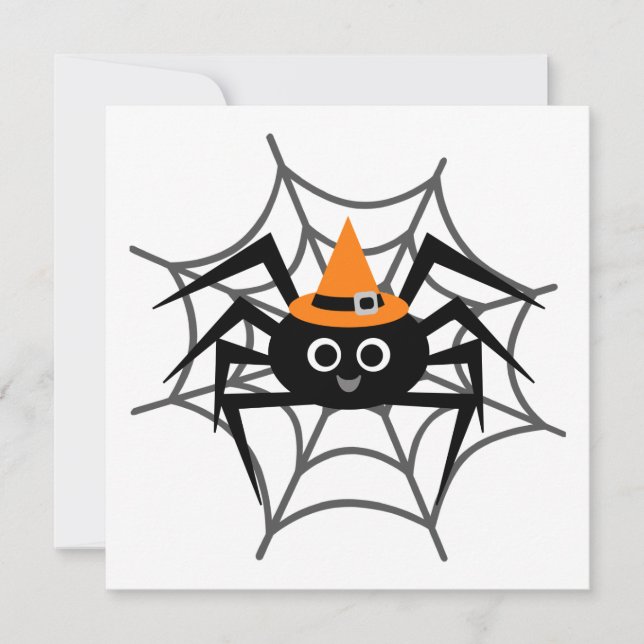 Tarjeta Araña de Halloween con camisetas y regalos web (Anverso)