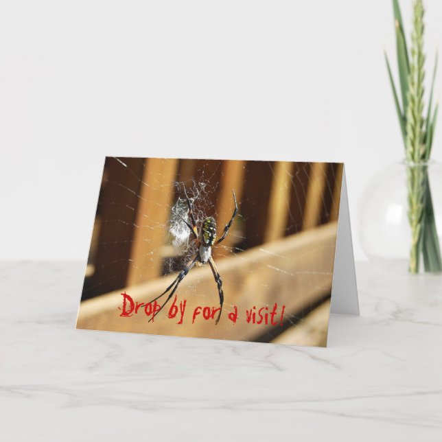 Tarjeta Araña en su web — ¡Pasa por aquí para visitar! (Anverso)