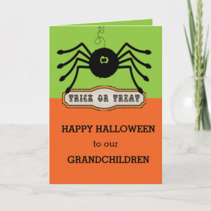 Tarjeta Araña Feliz Halloween a nuestros nietos