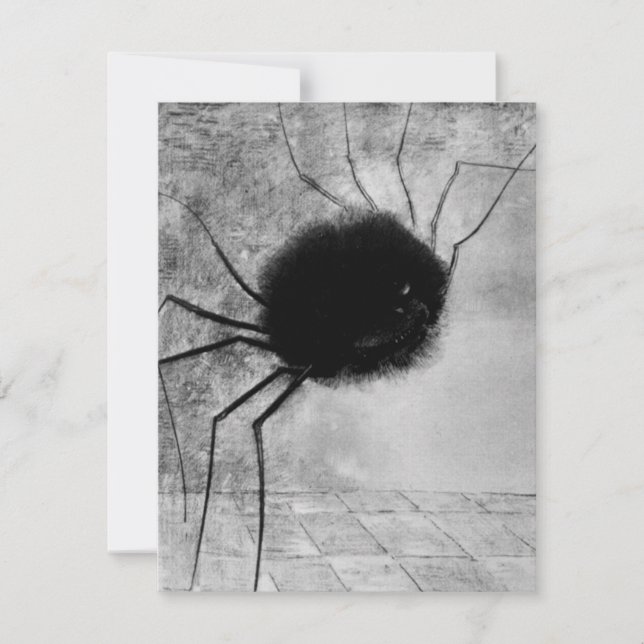 Tarjeta Araña sonriente de Odilon Redon, Halloween vintage (Anverso)