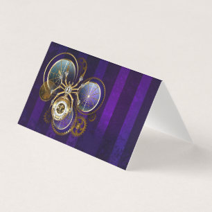 Tarjeta Araña Steampunk sobre fondo púrpura