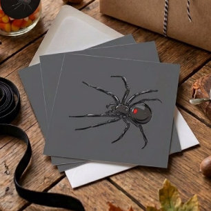 Tarjeta Araña Viuda Negra Dibujo Original Arte