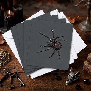 Tarjeta Araña Viuda Negra Dibujo Original Arte