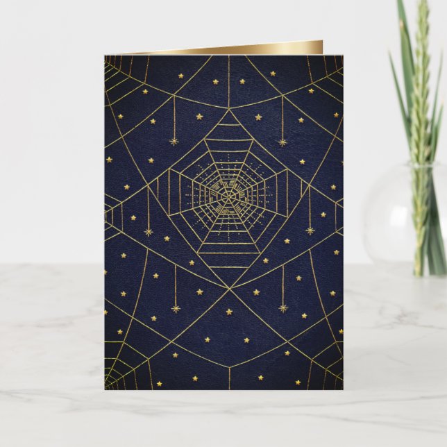 Tarjeta Arañas arañas y estrellas negro y oro (Anverso)