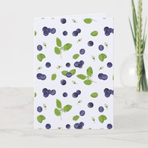 Tarjeta Arándanos Acuarela Flores de Arándano Follaje