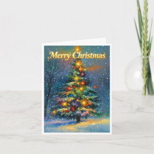 Tarjeta Árbol alto de Navidad con Feliz Navidad