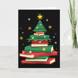 Tarjeta Árbol ama leer libros bibliotecario hombres mujere