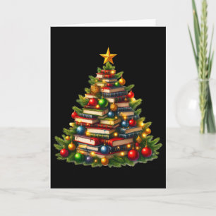Tarjeta Árbol ama leer libros bibliotecario hombres mujere